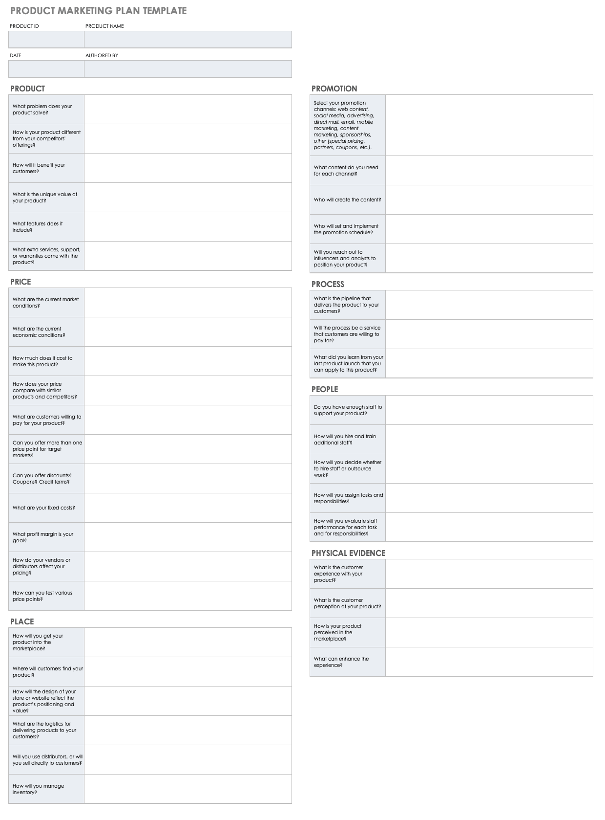 Product Marketing Plan Template