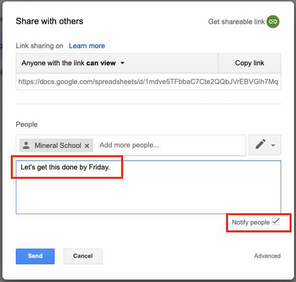 Google Drive Share Email Notification Options