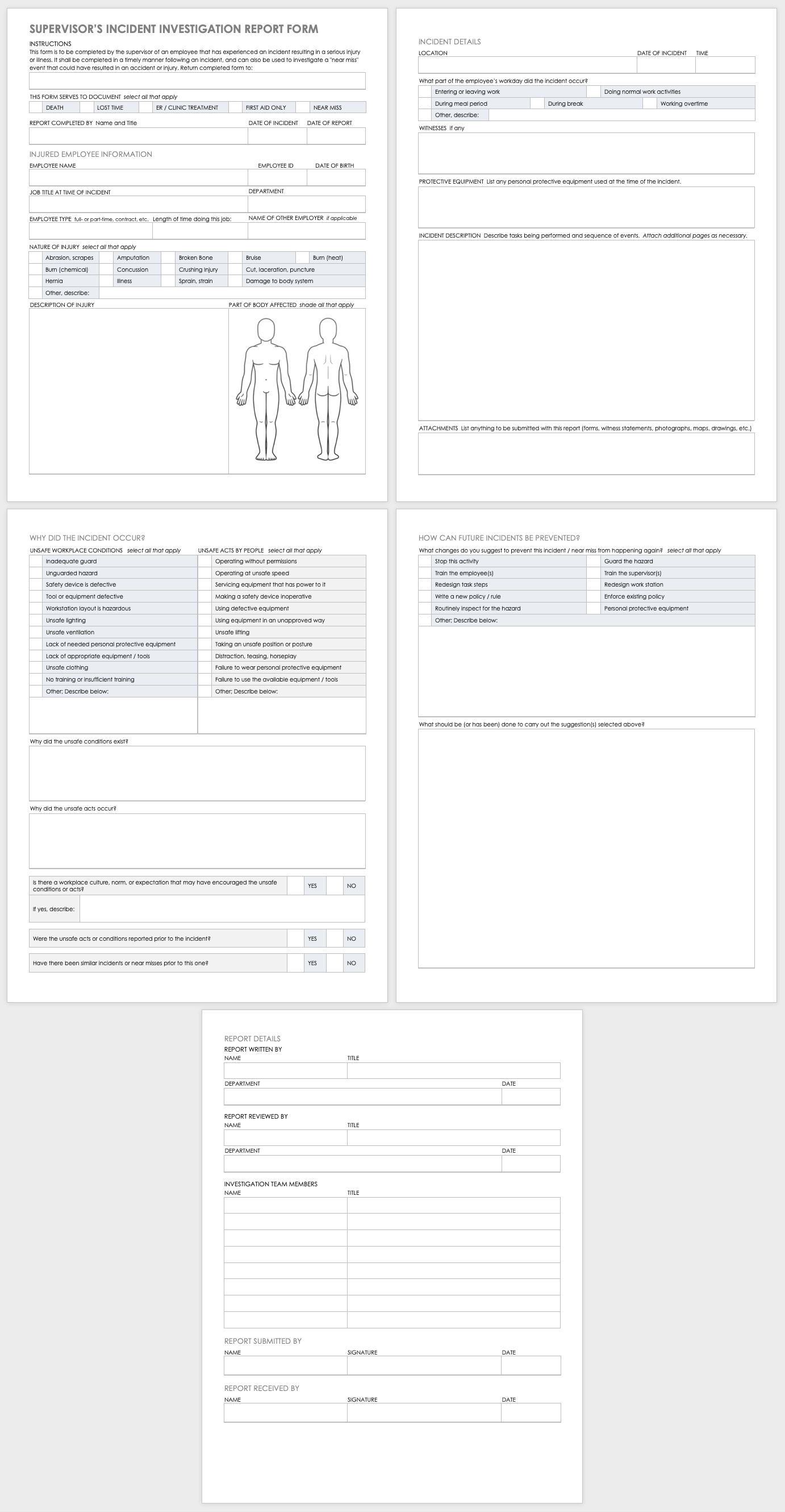 Supervisors Incident Investigation Report Template