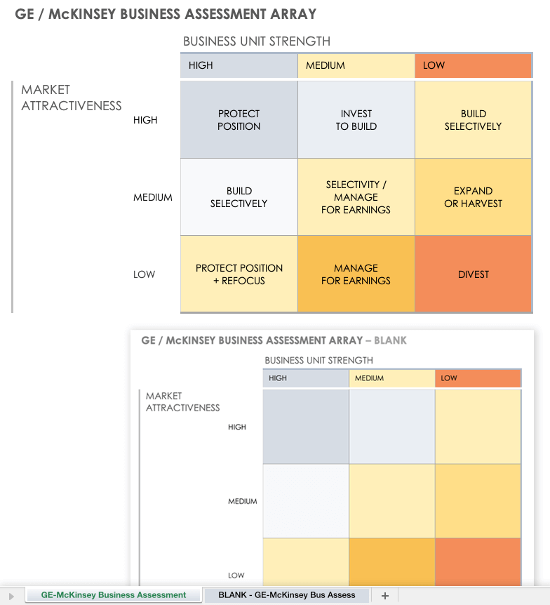 GE McKinsey Business Assessment Array