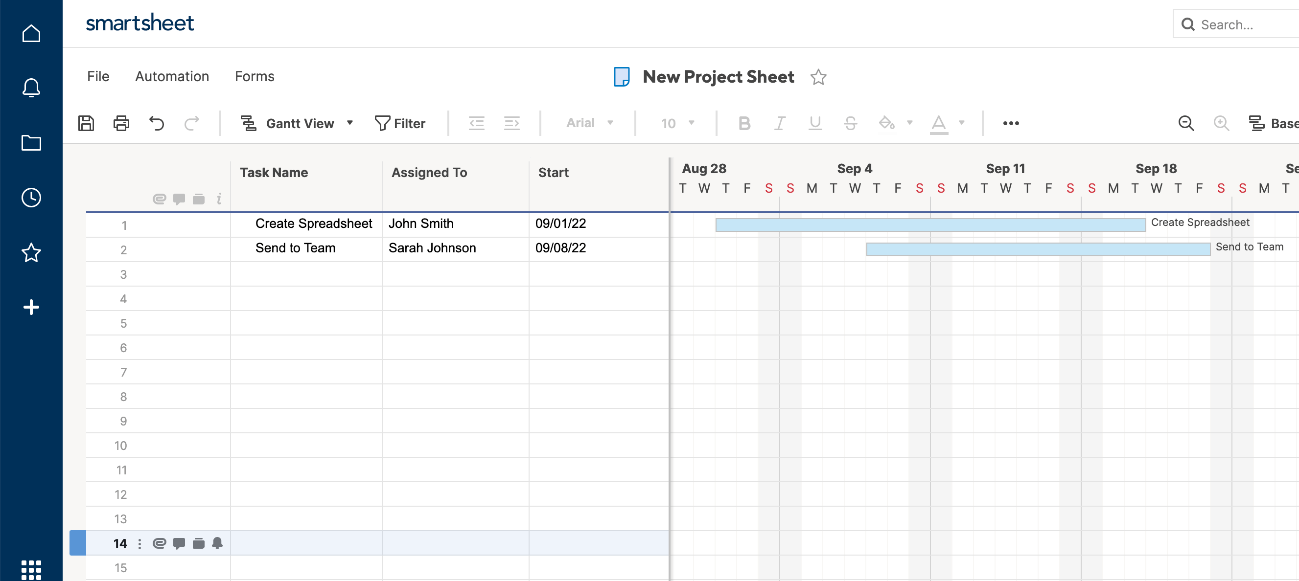 Gantt View Smartsheet Full