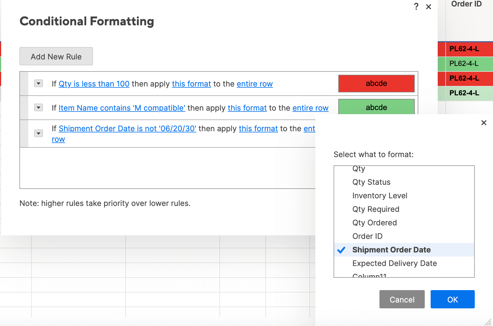 Shipment Order Date Condition