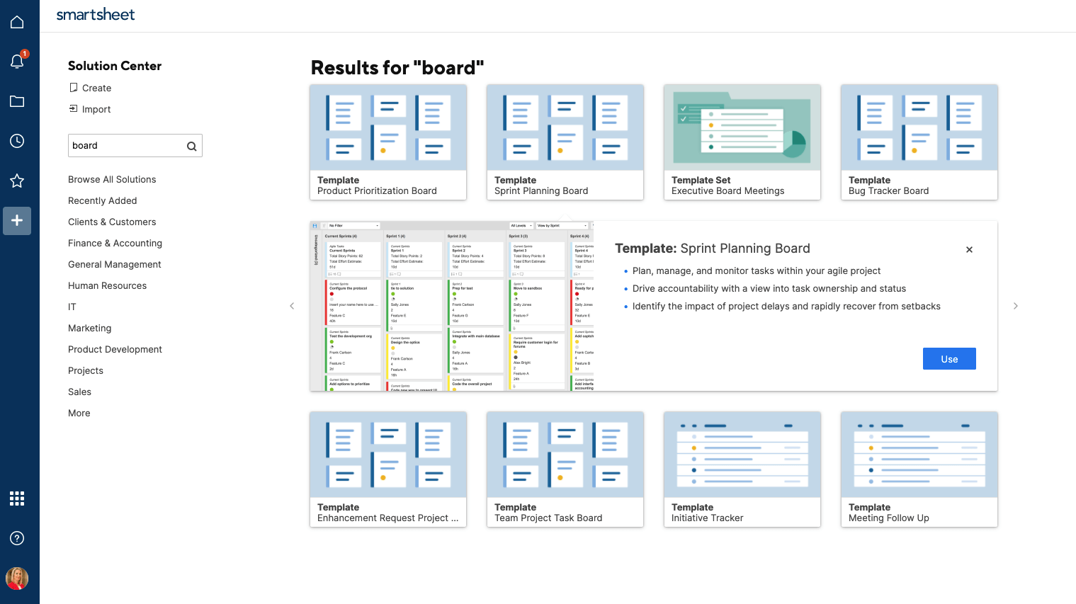 Sprint planning Kanban Board Smartsheet