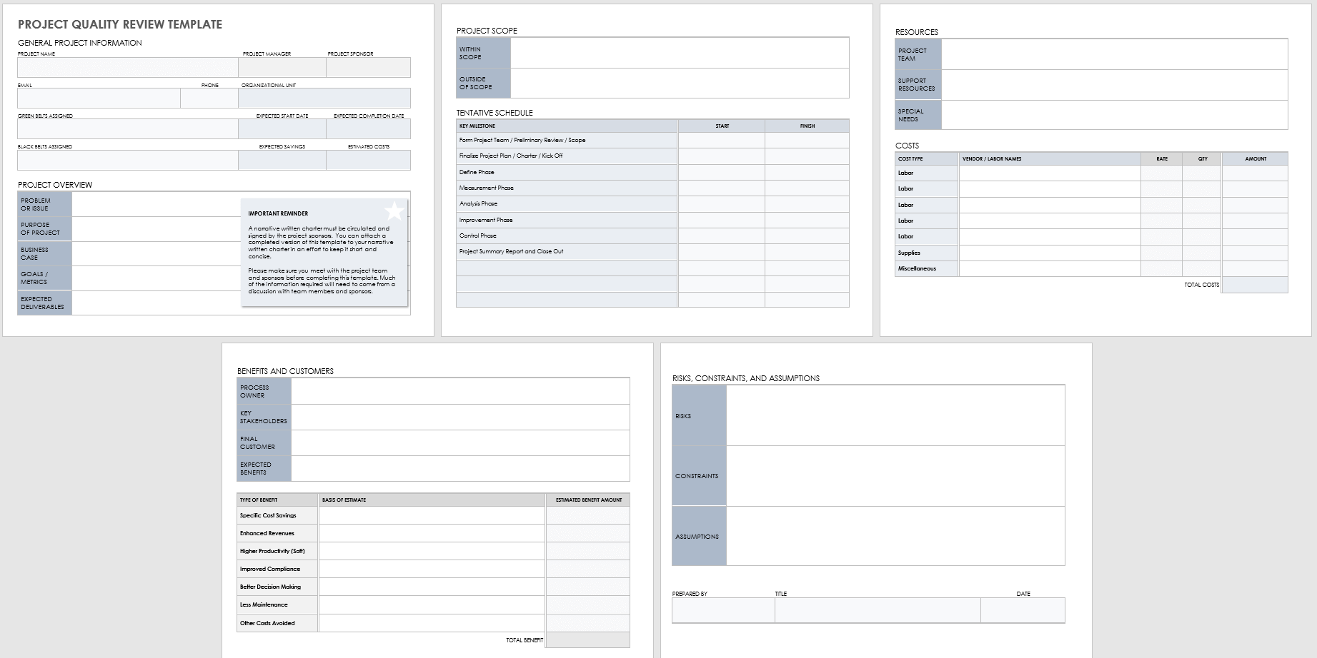 Project Quality Review Template