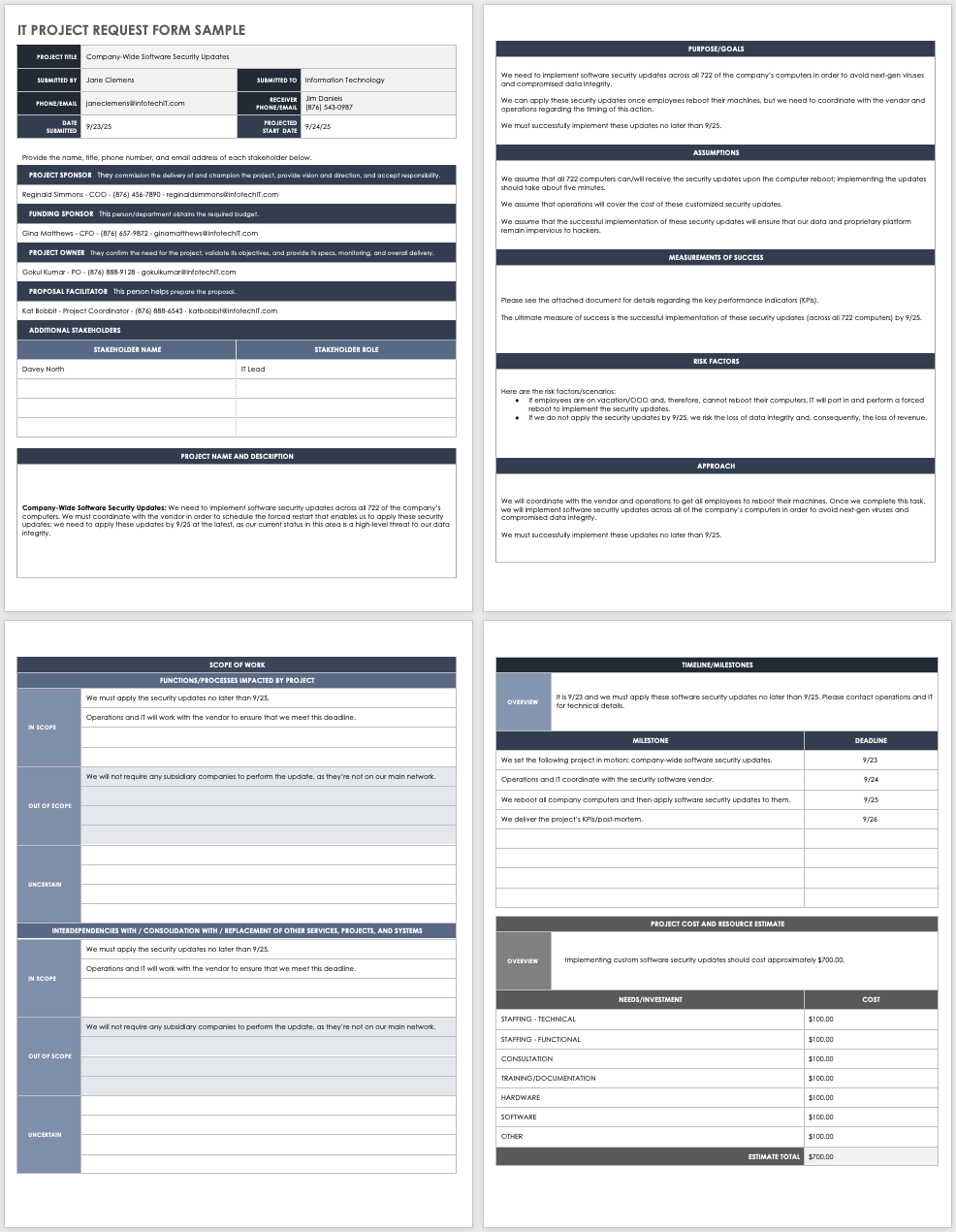 IT Project Request Form Sample Template