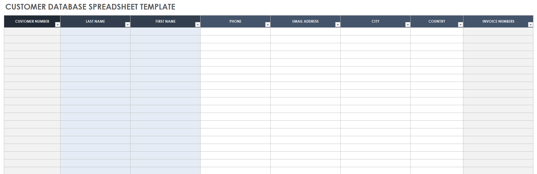 Customer Database Spreadsheet Template