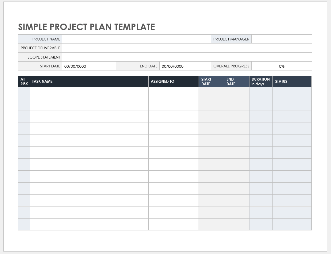 Simple Project Plan Template