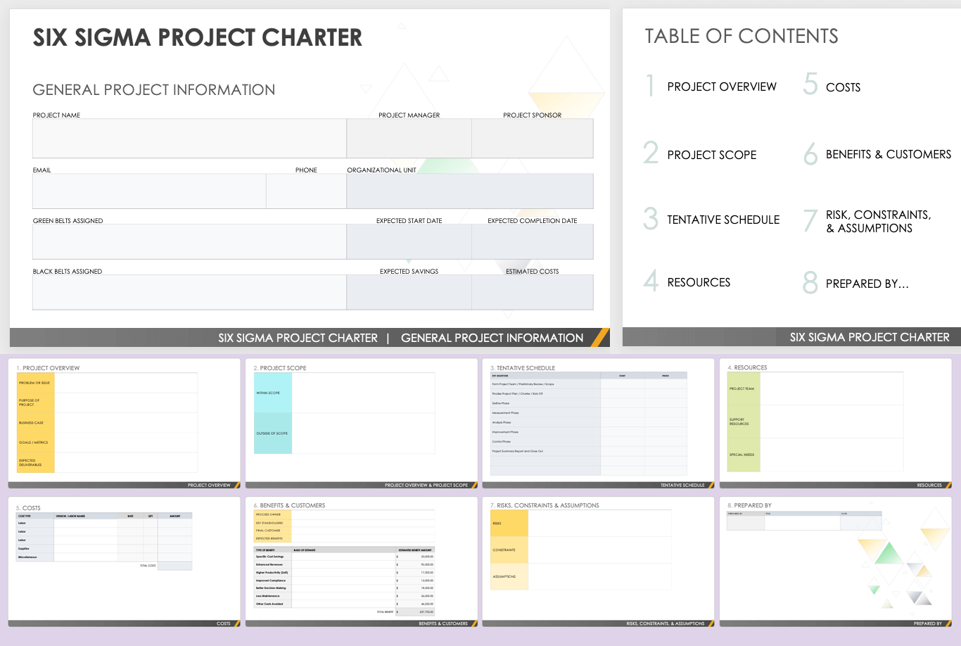 Six Sigma Project Charter Blank Template