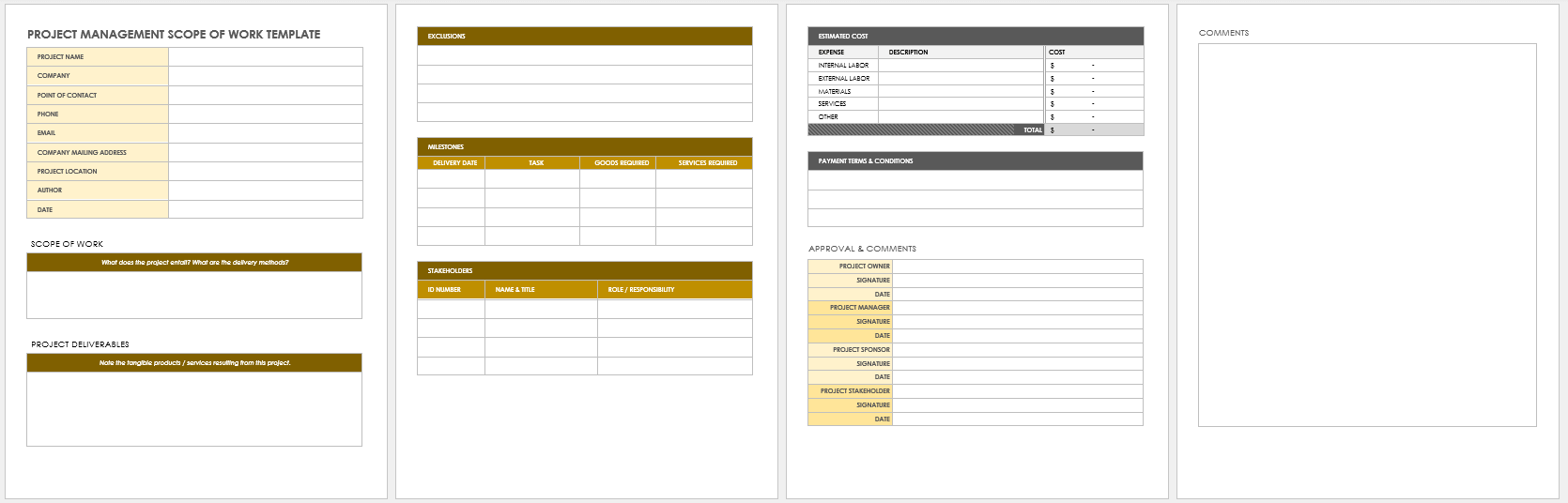 Project Management Scope of Work Template