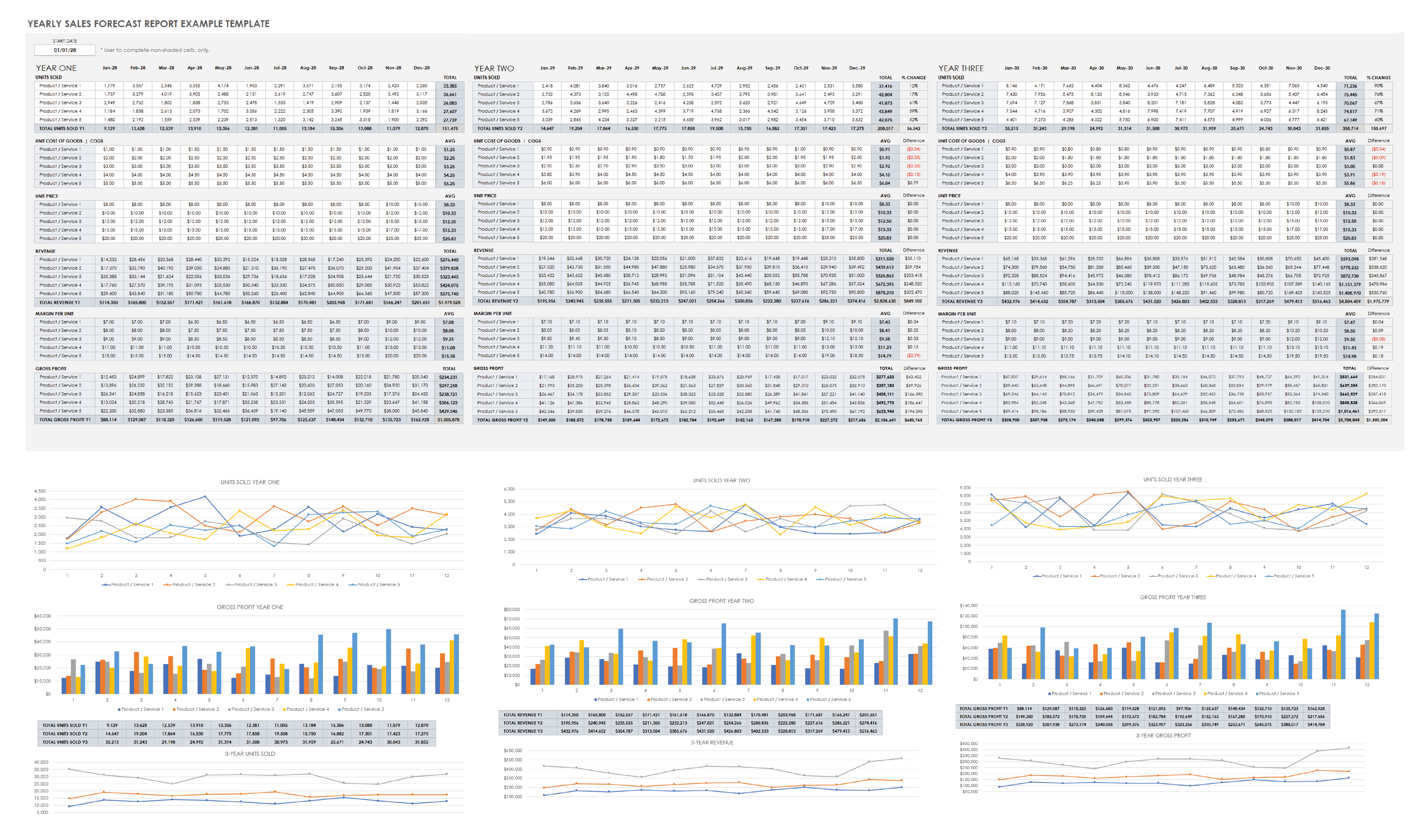 Example Yearly Sales Forecast Report Template