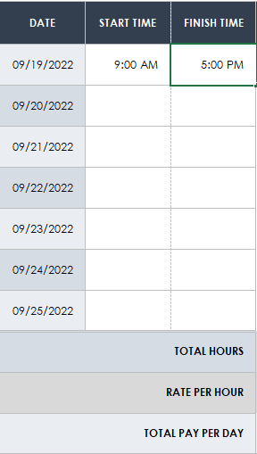 Timesheet End Time