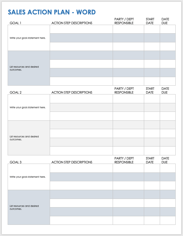 Sales Action Plan Template