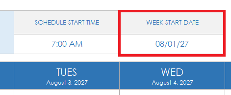 schedule week start
