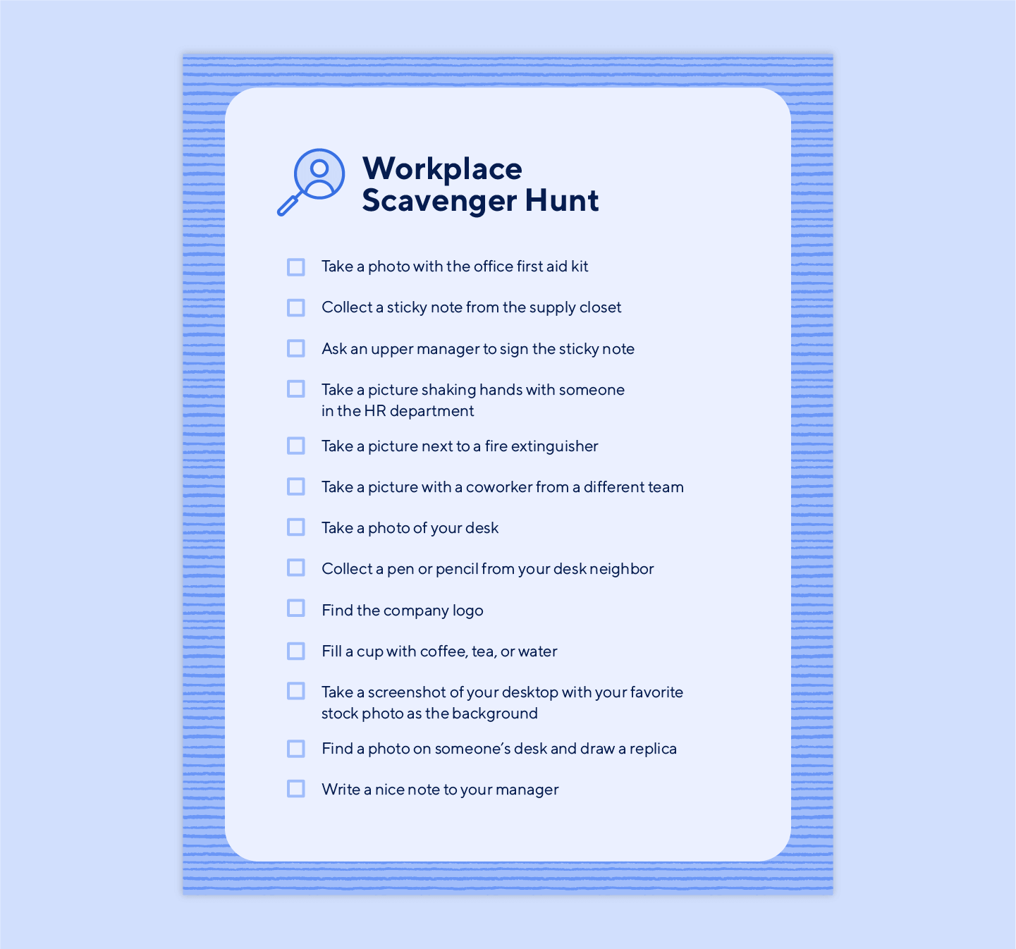 Workplace Scavenger Hunt PDF Template