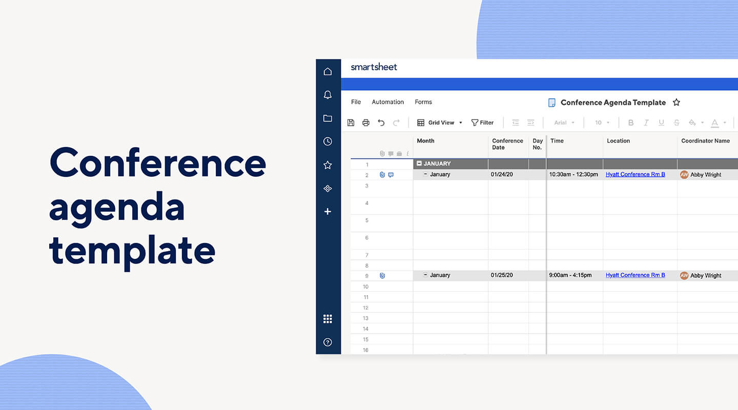 Conference agenda template mockup.