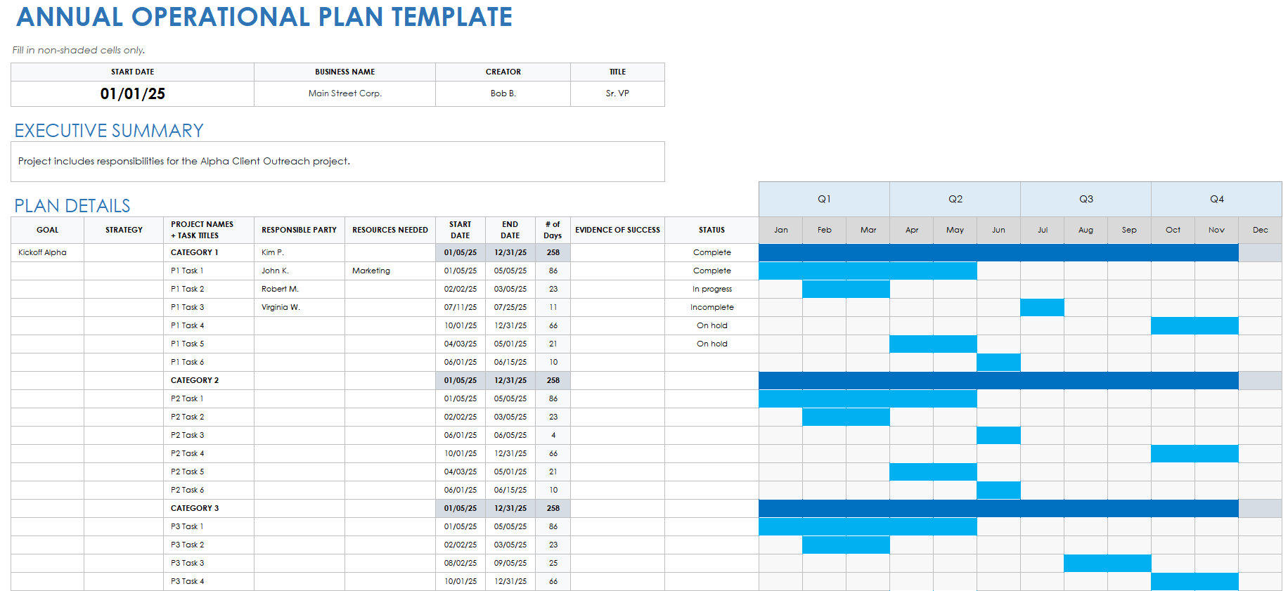 Annual Operational Plan Template