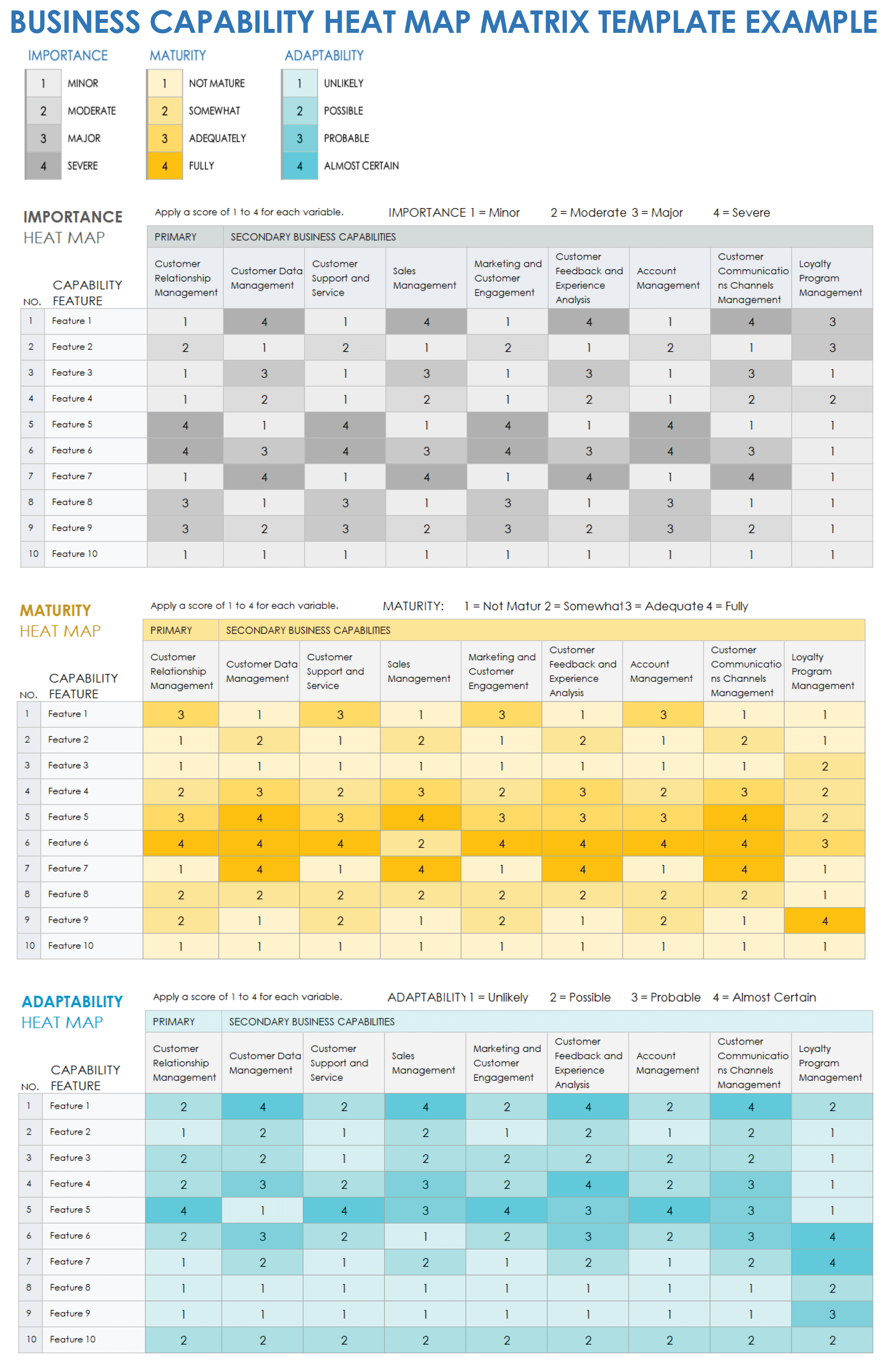 Business Capability Heatmap Matrix Template