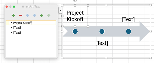 Excel SmartArt timeline edit