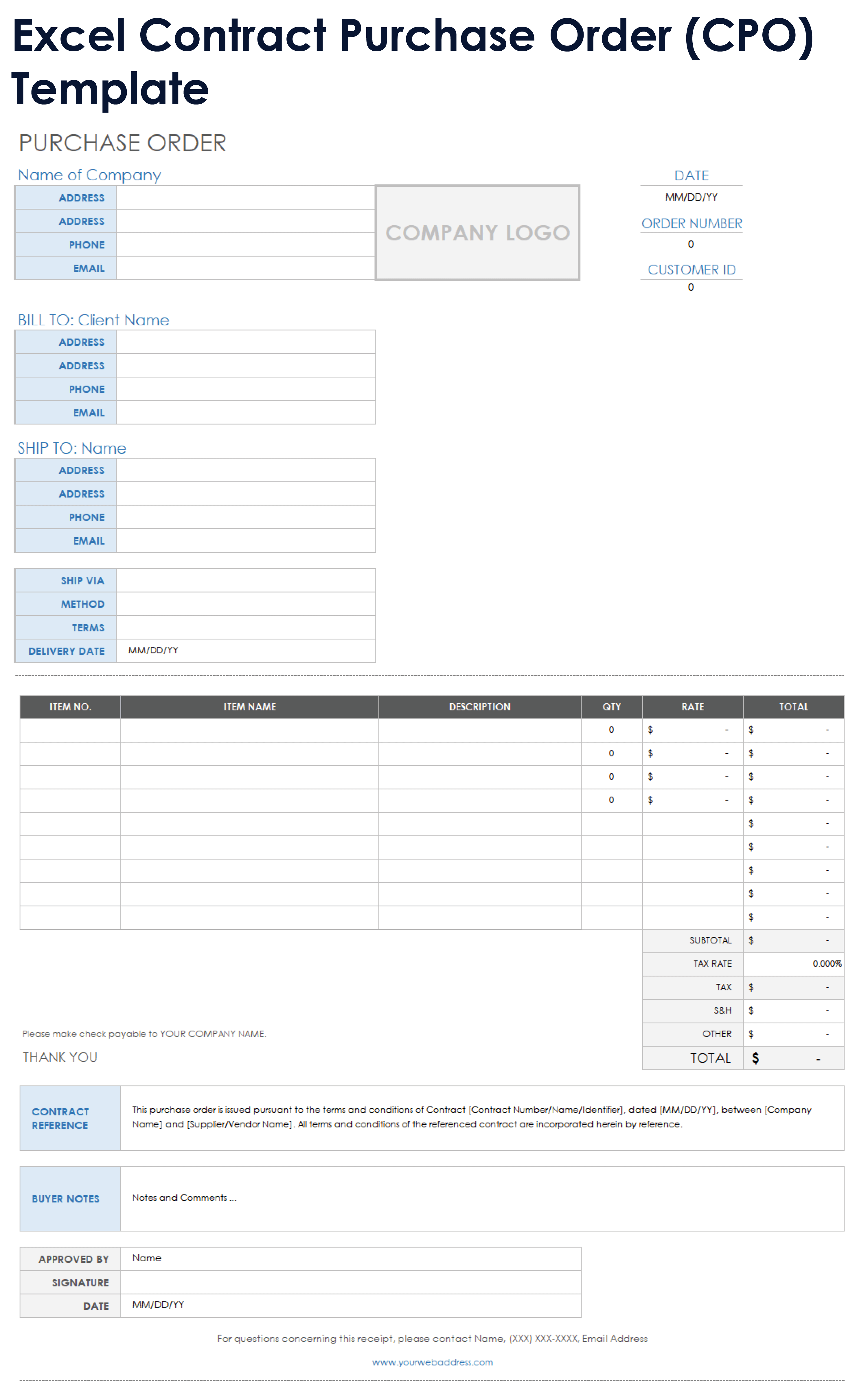 Contract Purchase Order CPO Template