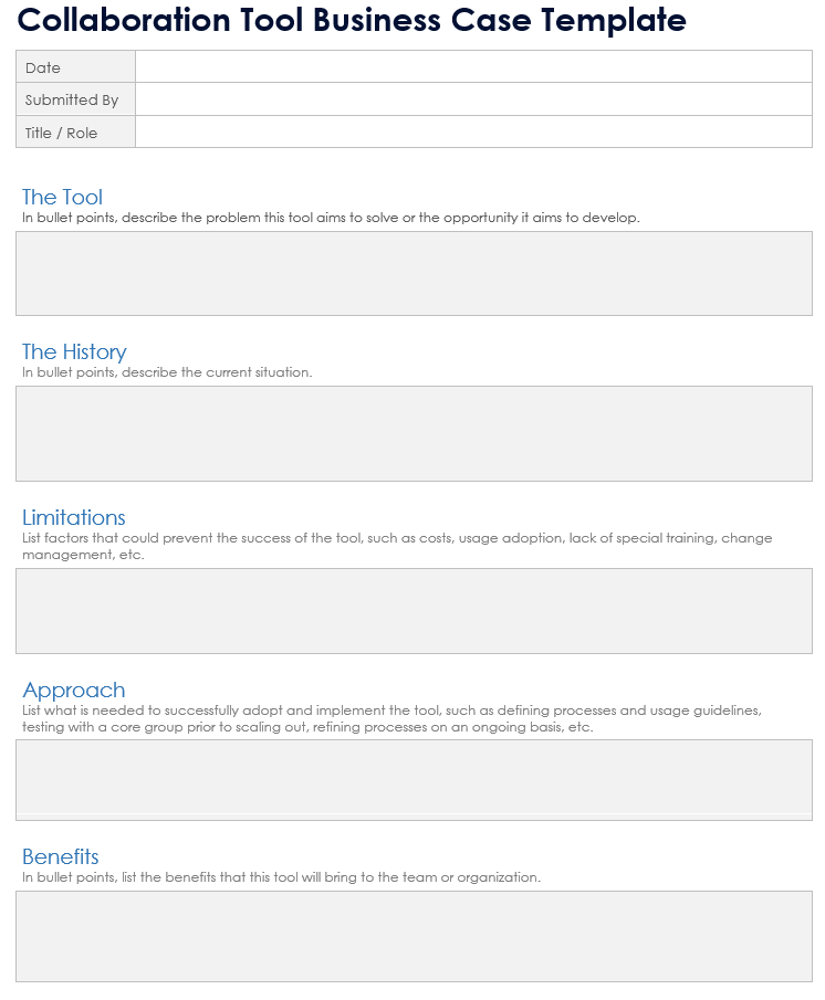 Collaboration Tool Business Case Template