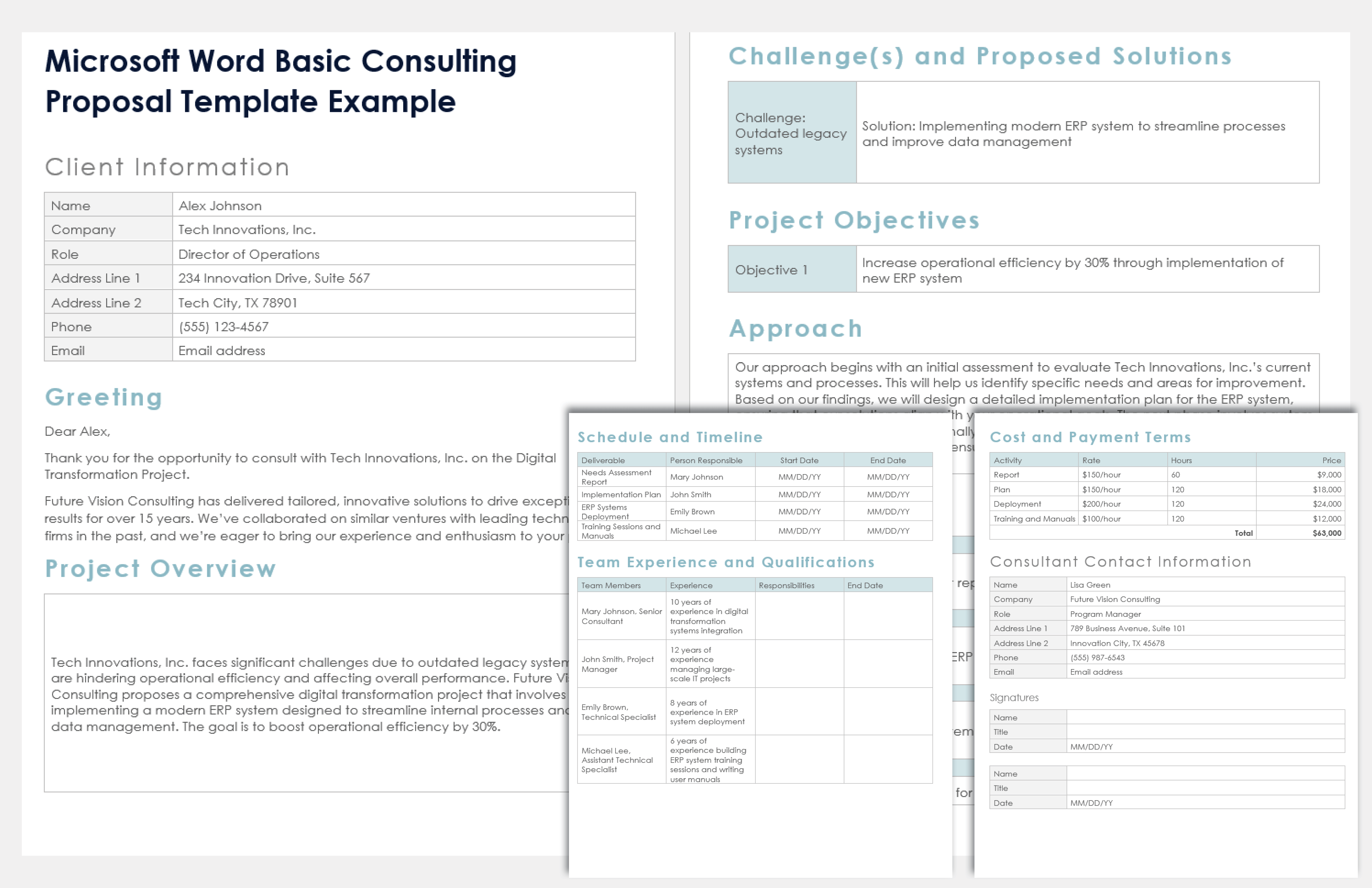 Microsoft Word Basic Consulting Proposal Template Example