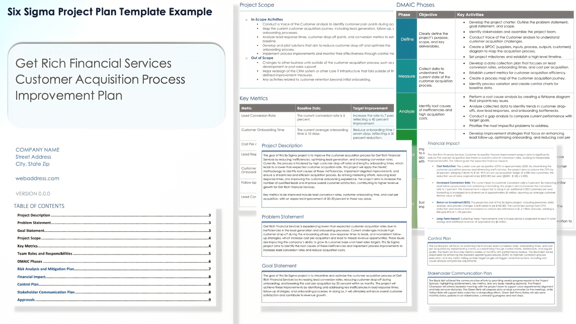 Six Sigma Project Plan Template Example