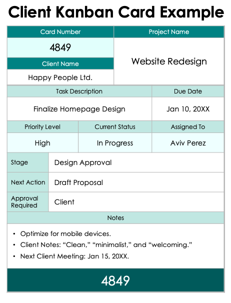 Client Kanban Card Example