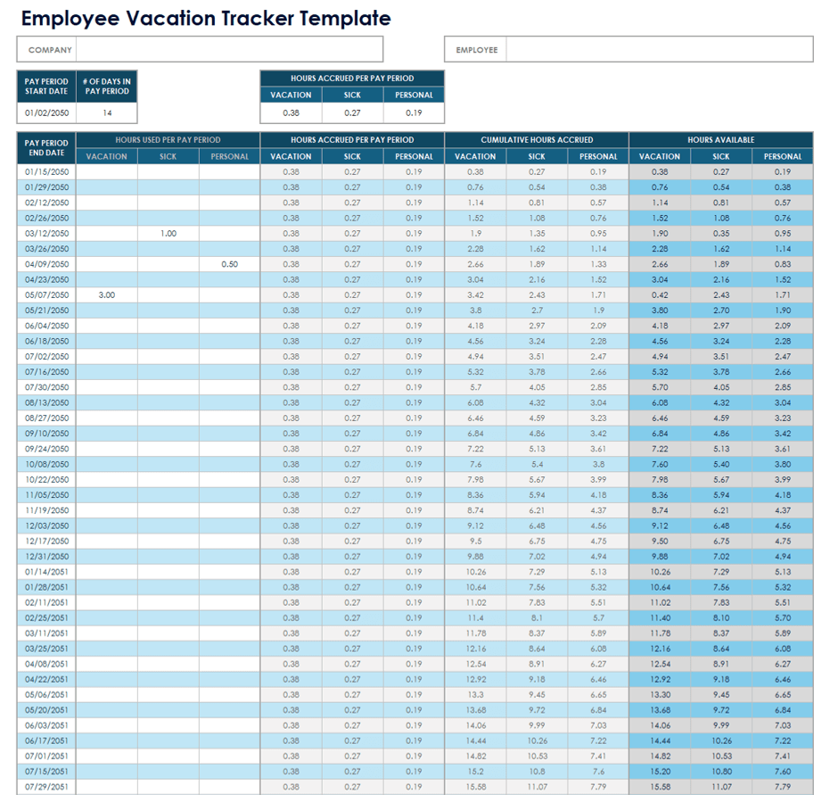 Employee Vacation Tracker Template