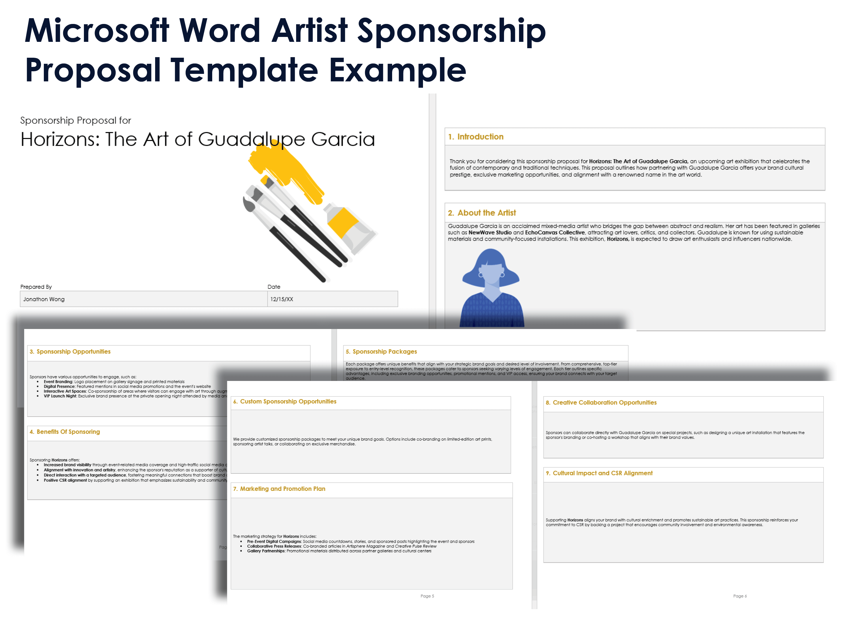 Microsoft Word Artist Sponsorship Proposal Template Example