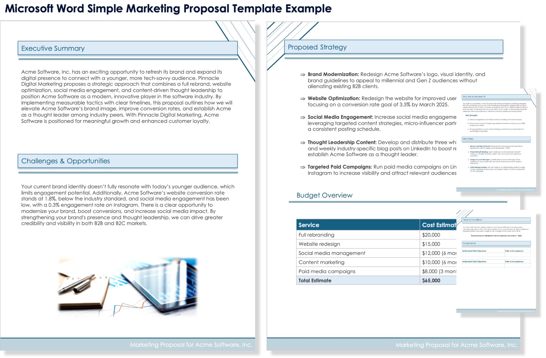 Microsoft Word Simple Marketing Proposal Template Example