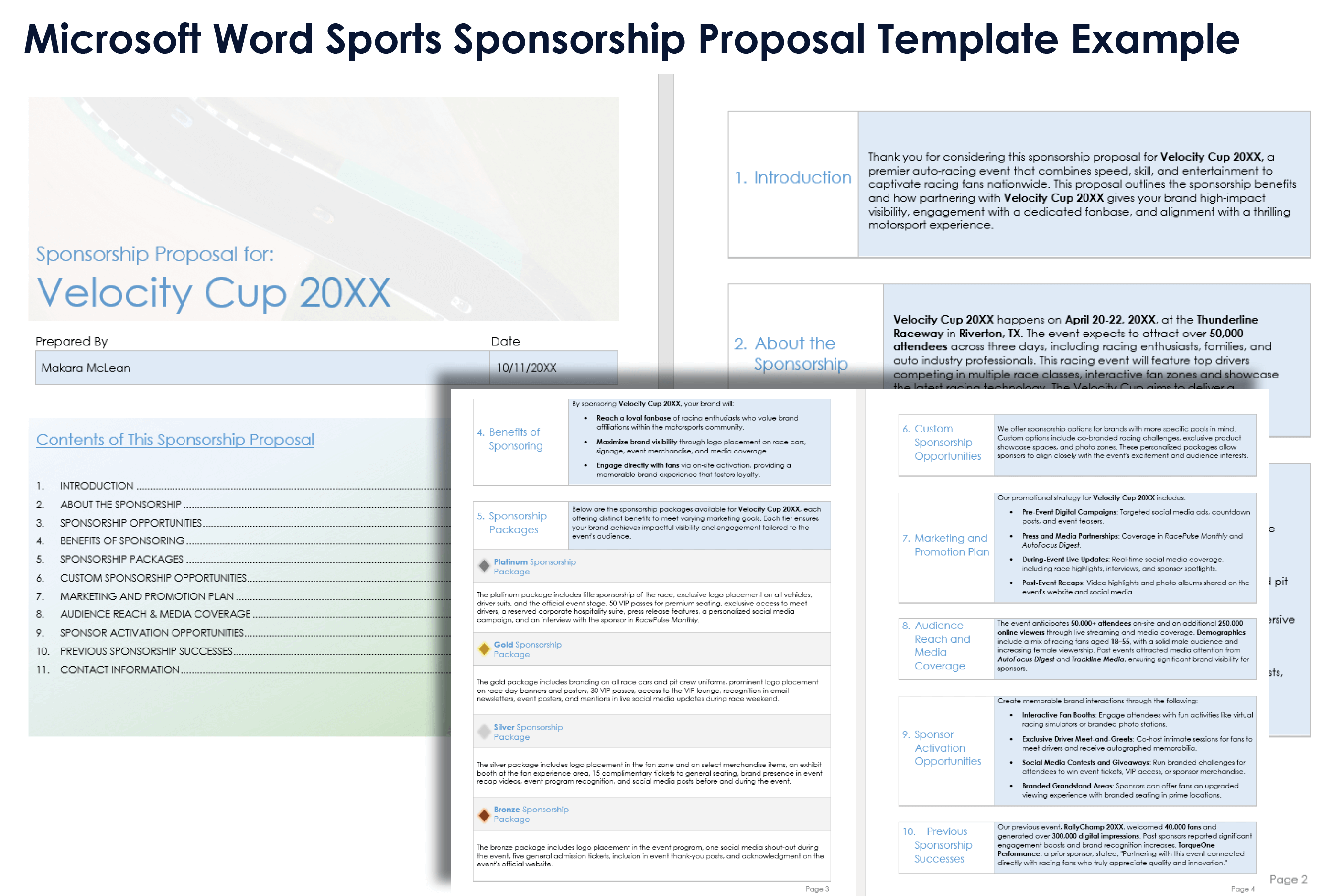 Microsoft Word Sports Sponsorship Proposal Template Example