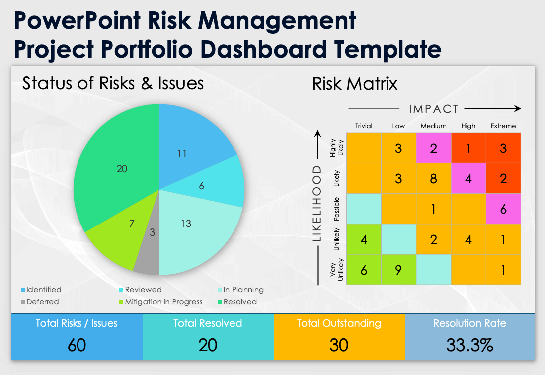 PowerPoint Risk Management Project Portfolio Dashboard Template