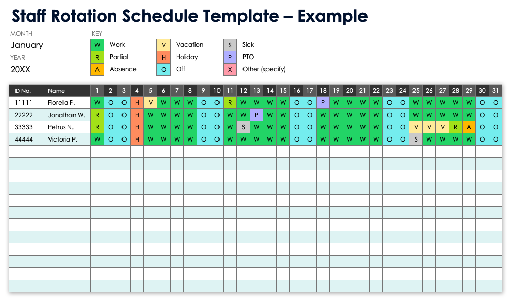 Staff Rotation Schedule Template Example