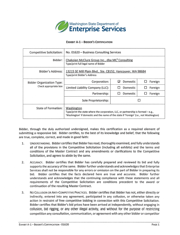 Washington State Department Proposal 4