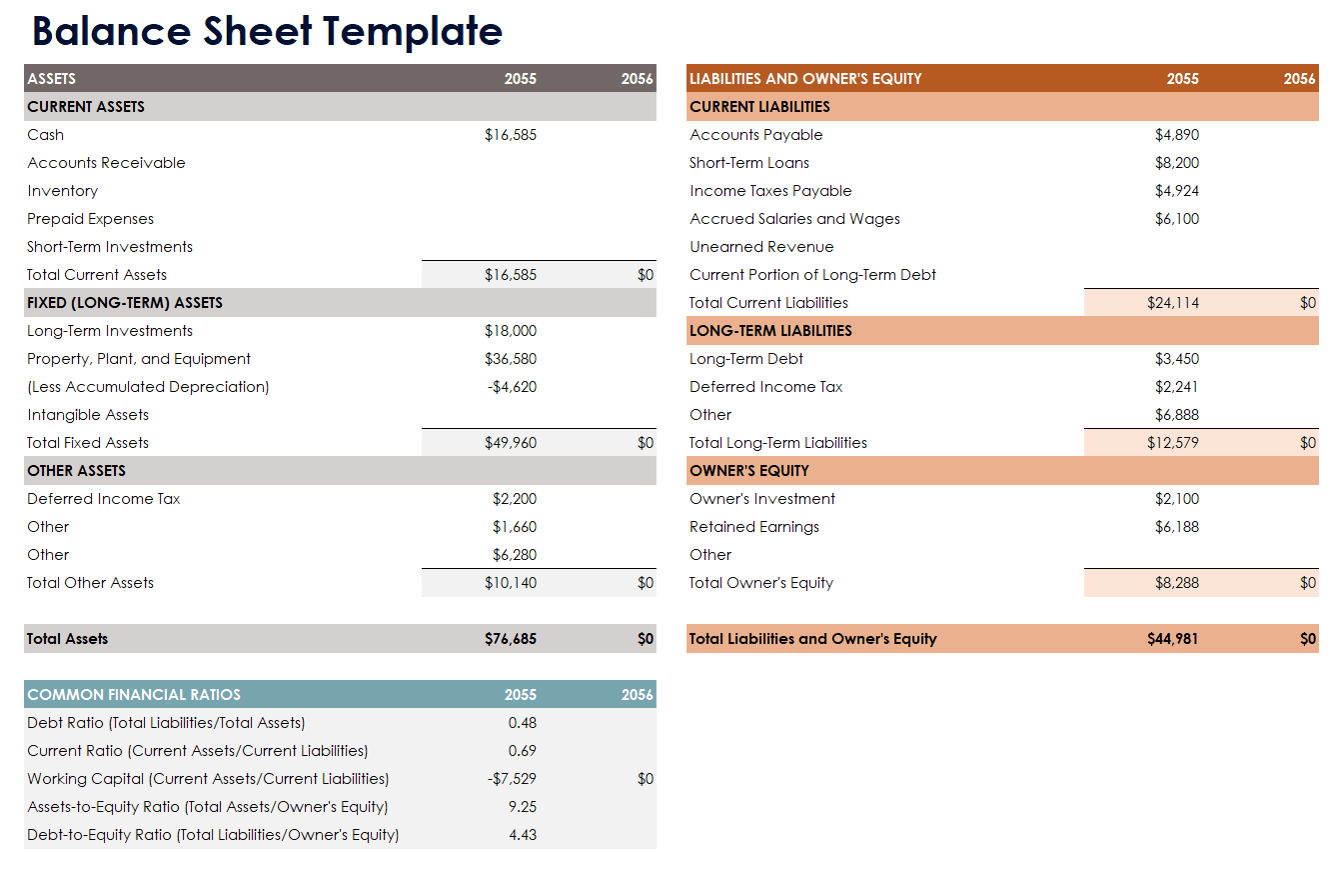 Balance Sheet Template Google Sheets