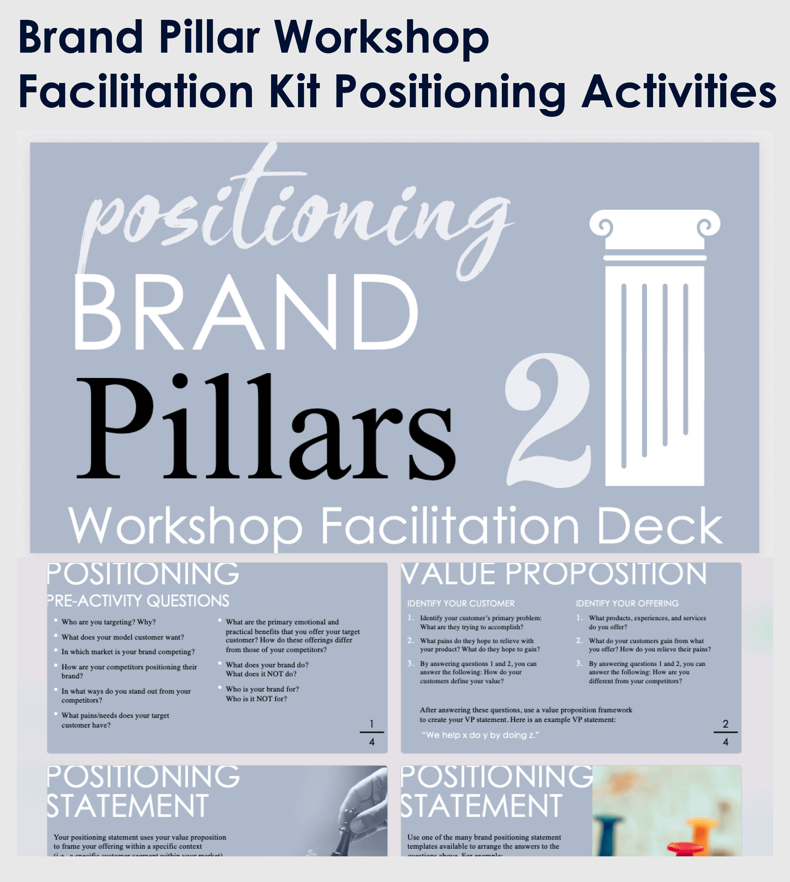 Brand Pillars Workshop Facilitation Kit Positioning Activities