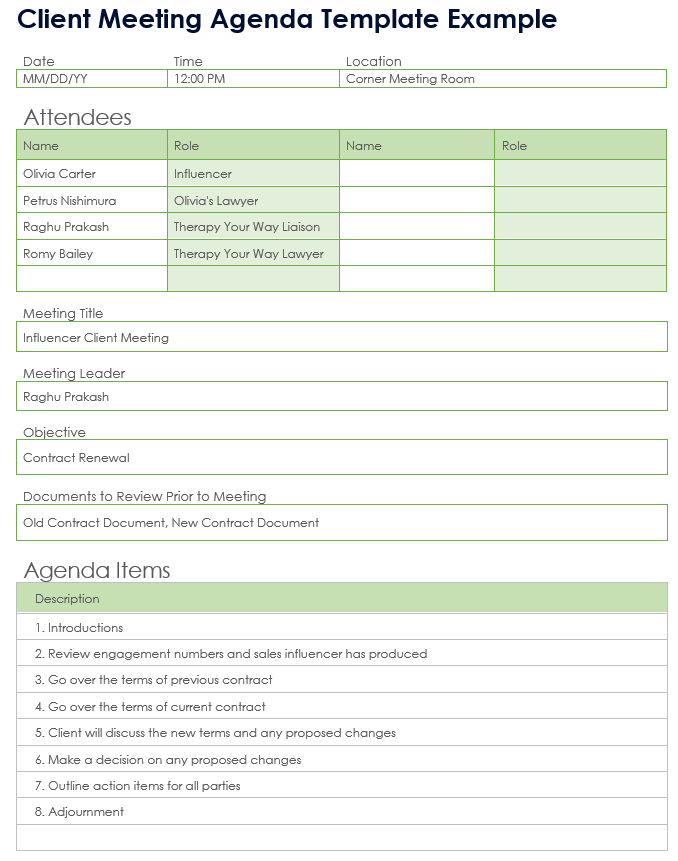 Client Meeting Agenda Template