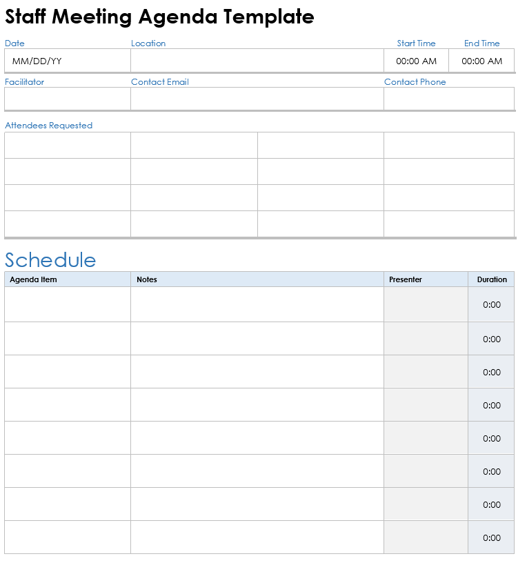 Staff Meeting Agenda