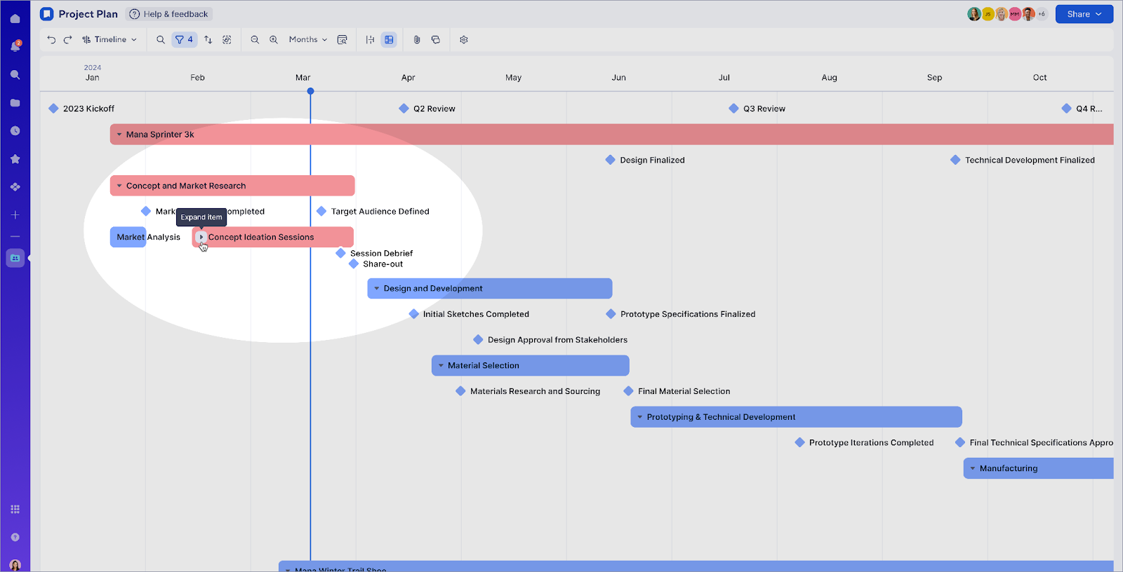 expand and collapse details directly in timeline view