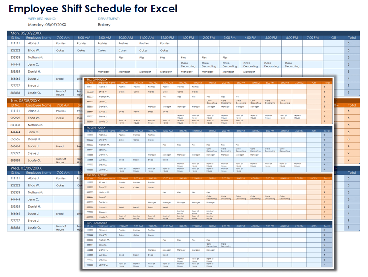 Employee Shift Schedule for Excel