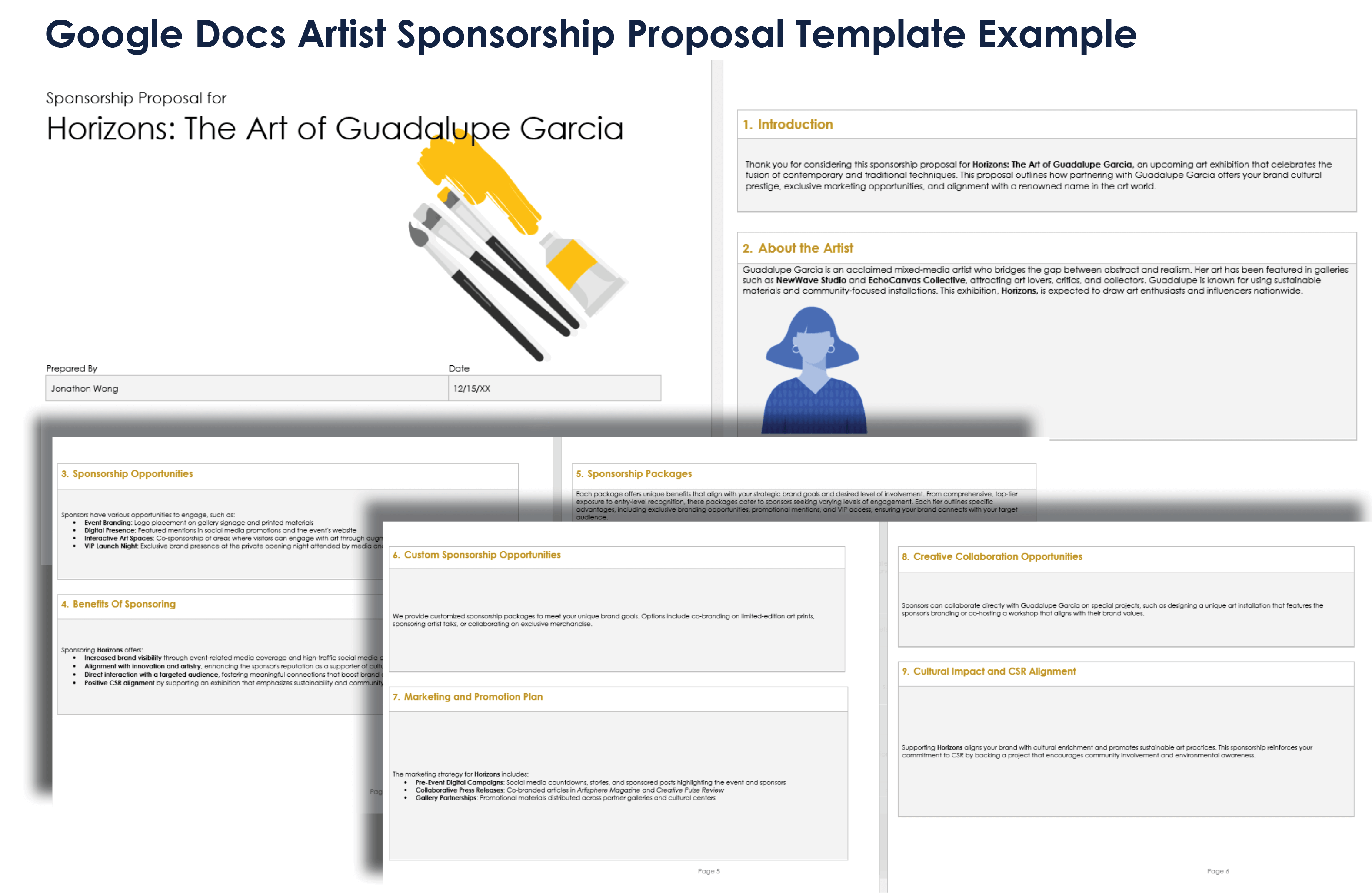 Google Docs Artist Sponsorship Proposal Template Example