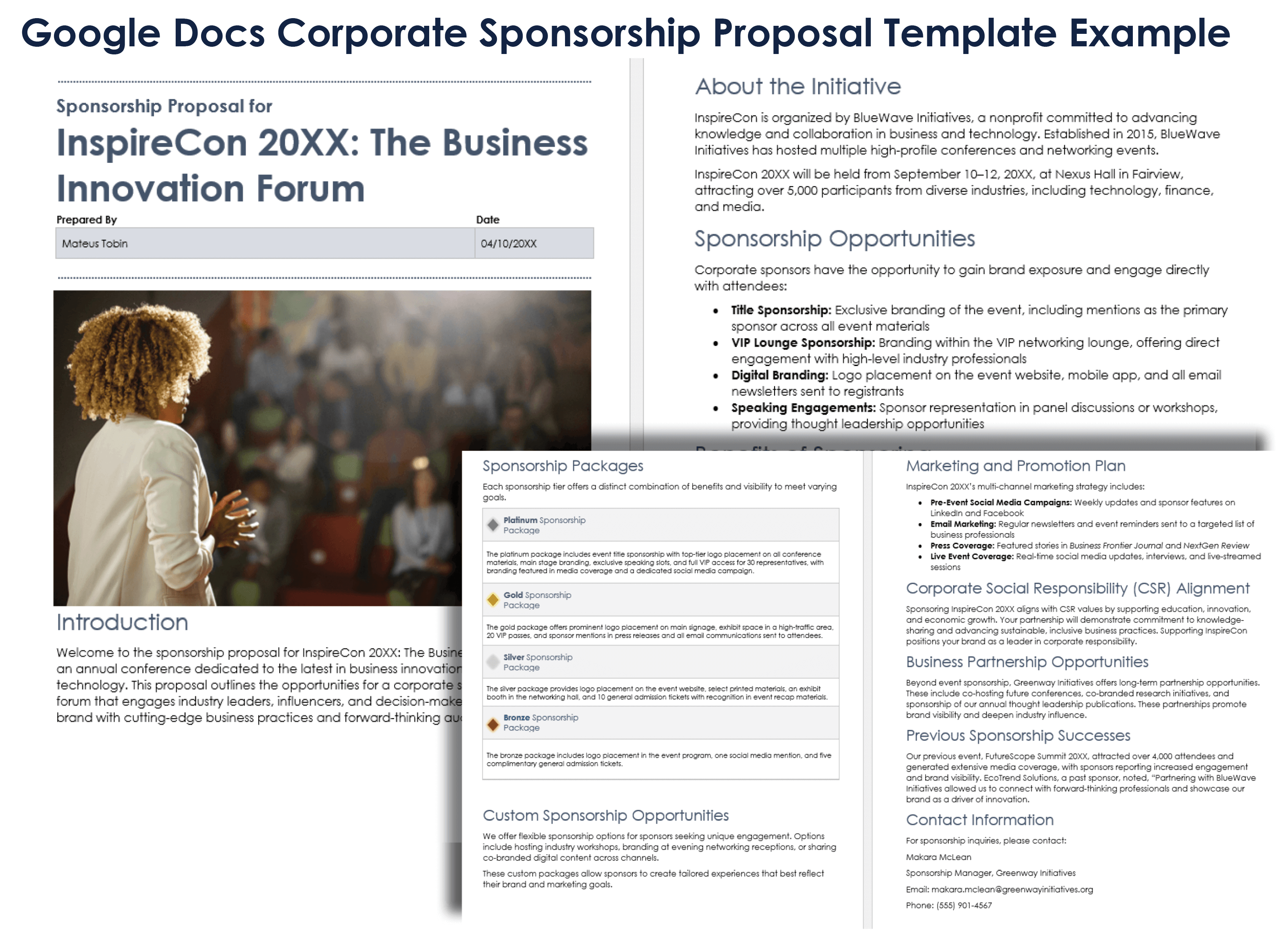 Google Docs Corporate Sponsorship Proposal Template Example