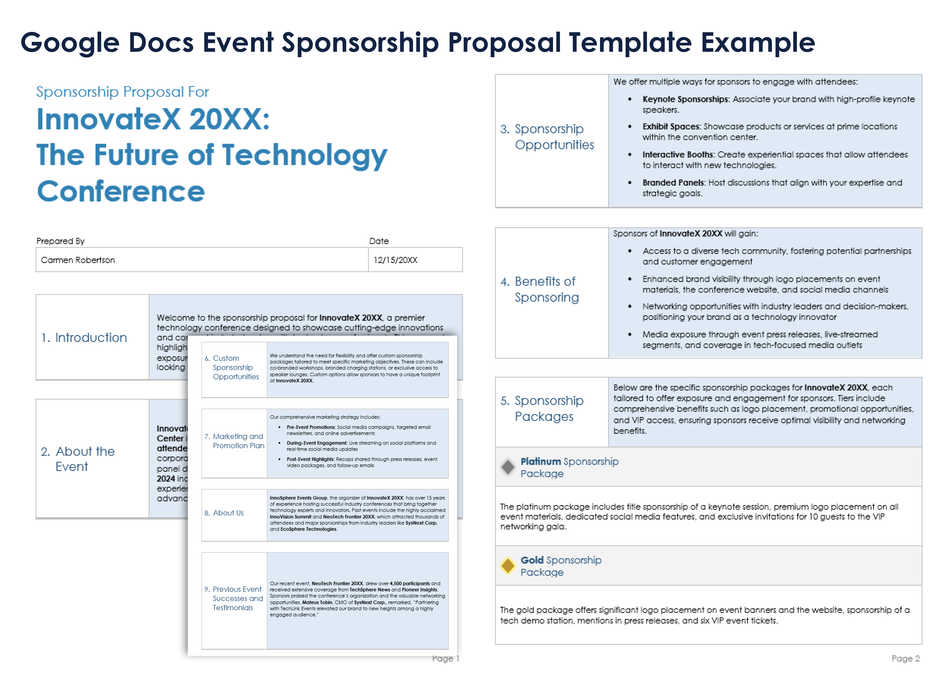 Google Docs Event Sponsorship Proposal Template Example