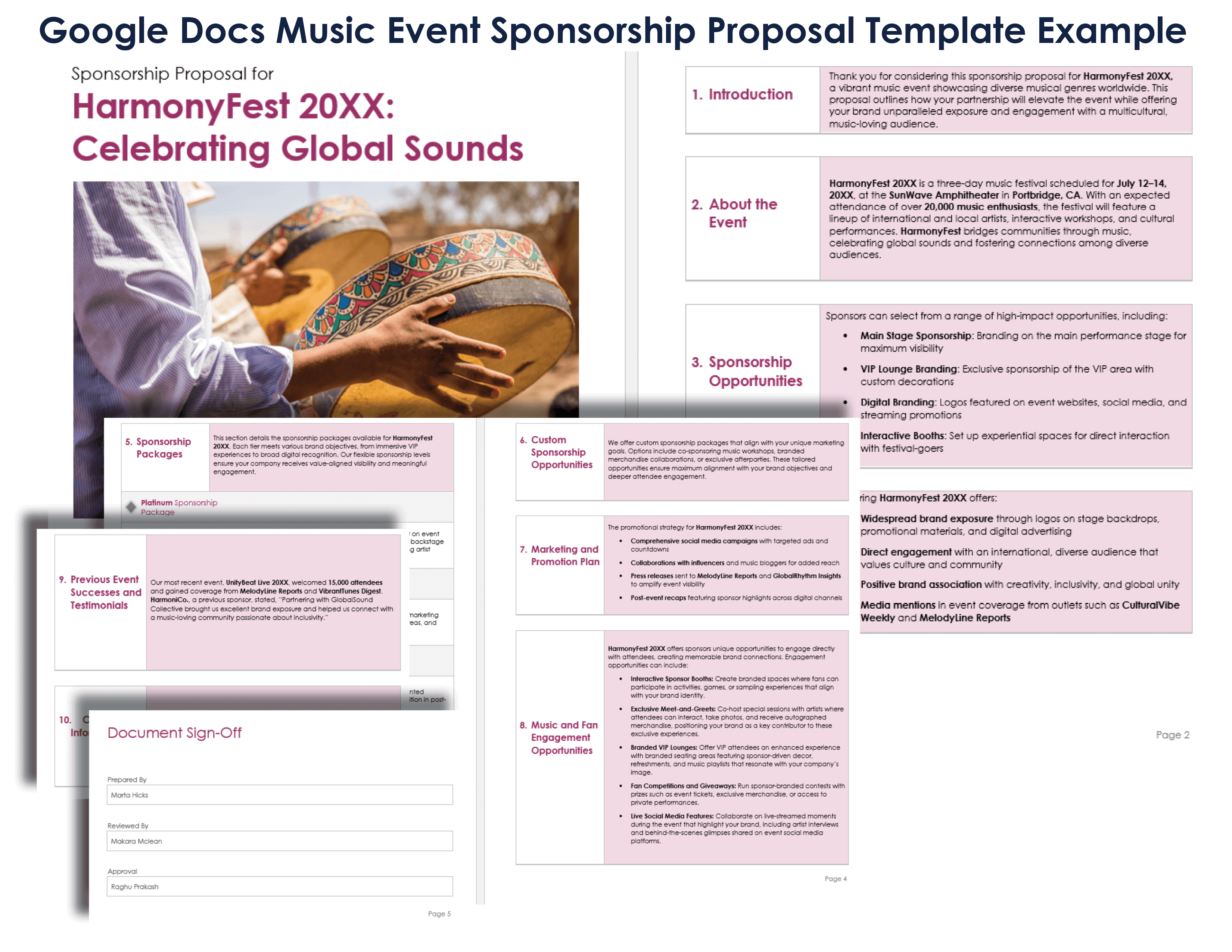 Google Docs Music Event Sponsorship Proposal Template Example