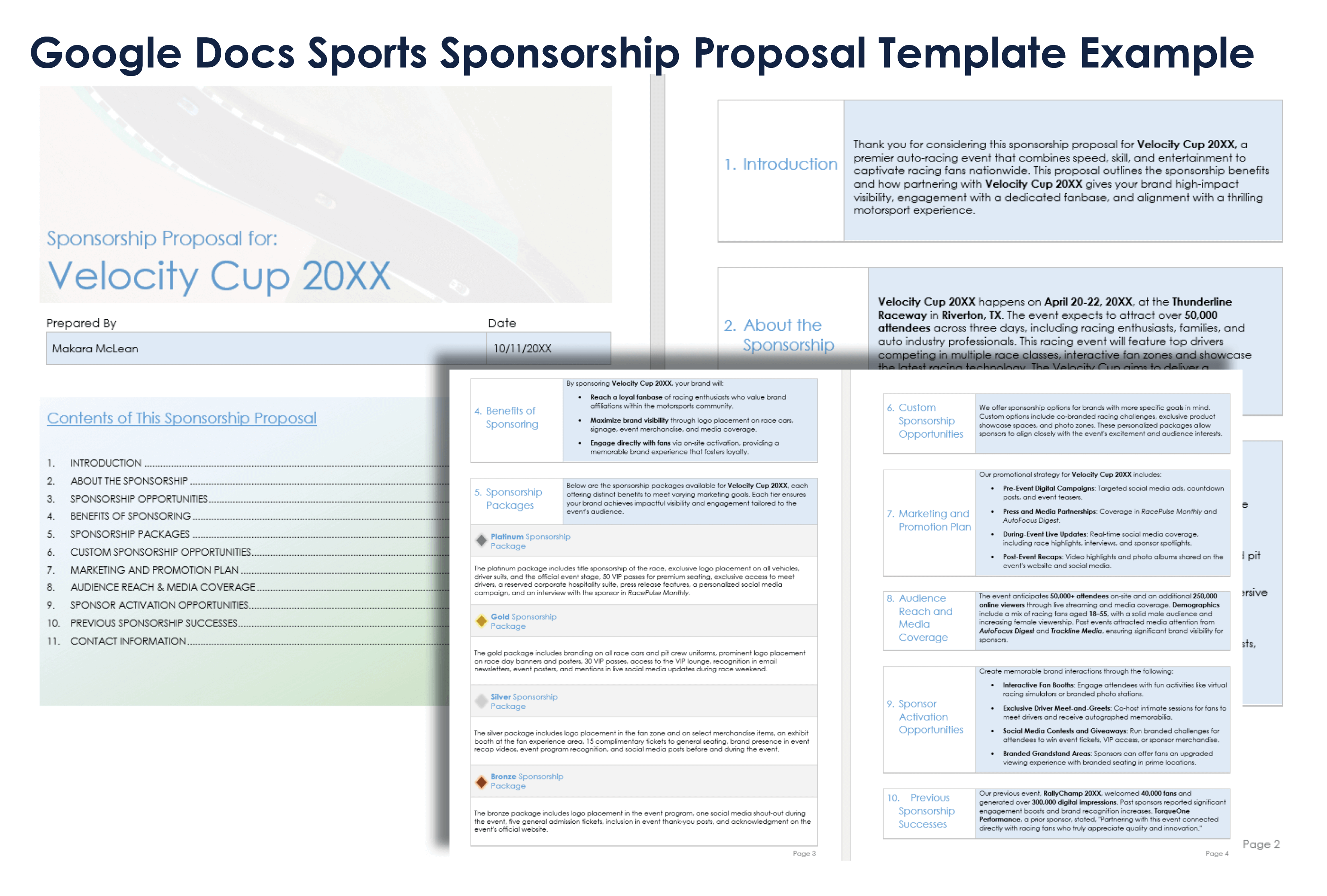 Google Docs Sports Sponsorship Proposal Template Example