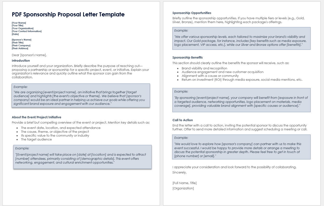 PDF Sponsorship Proposal Letter Template