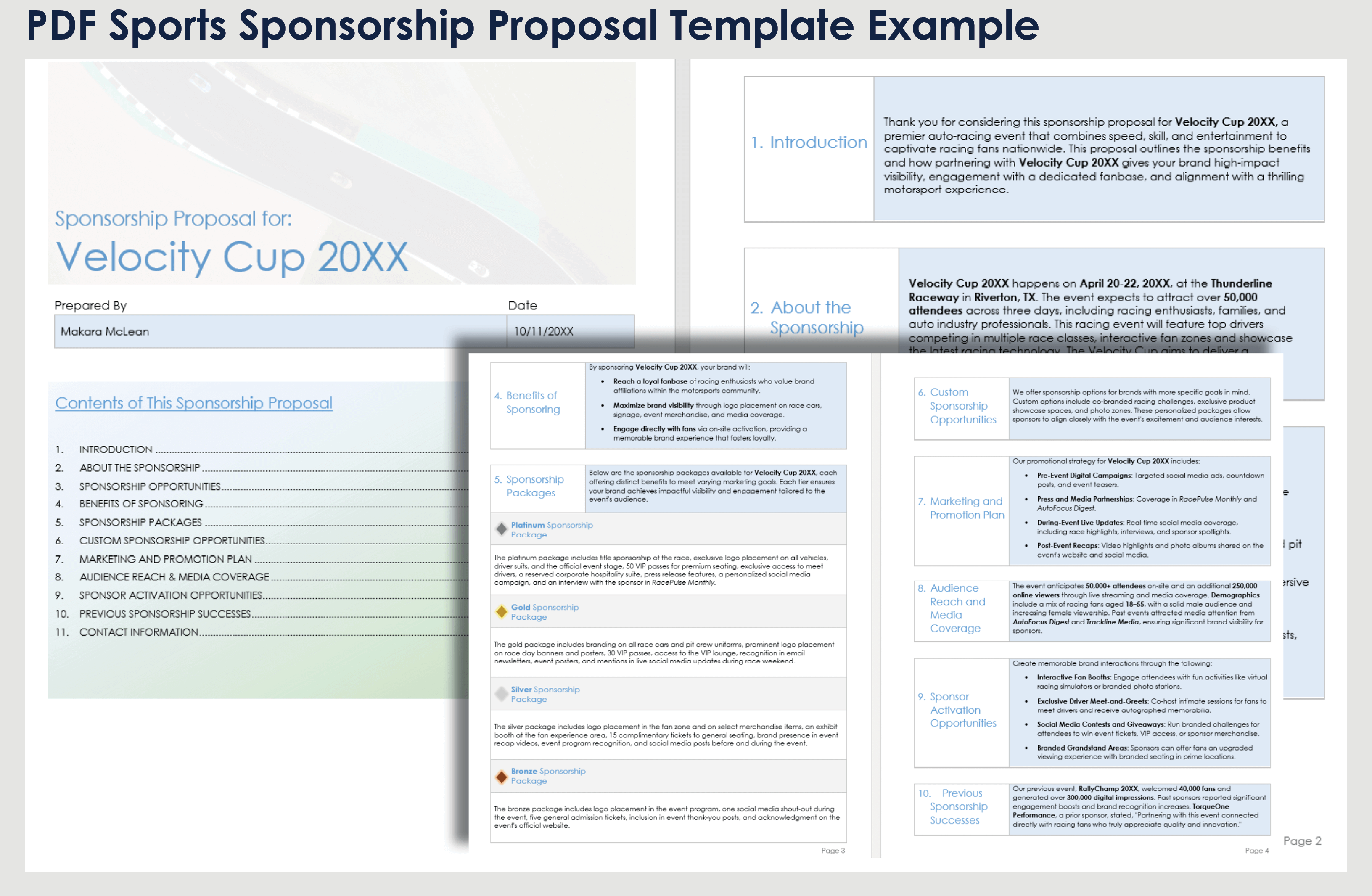 PDF Sports Sponsorship Proposal Template Example