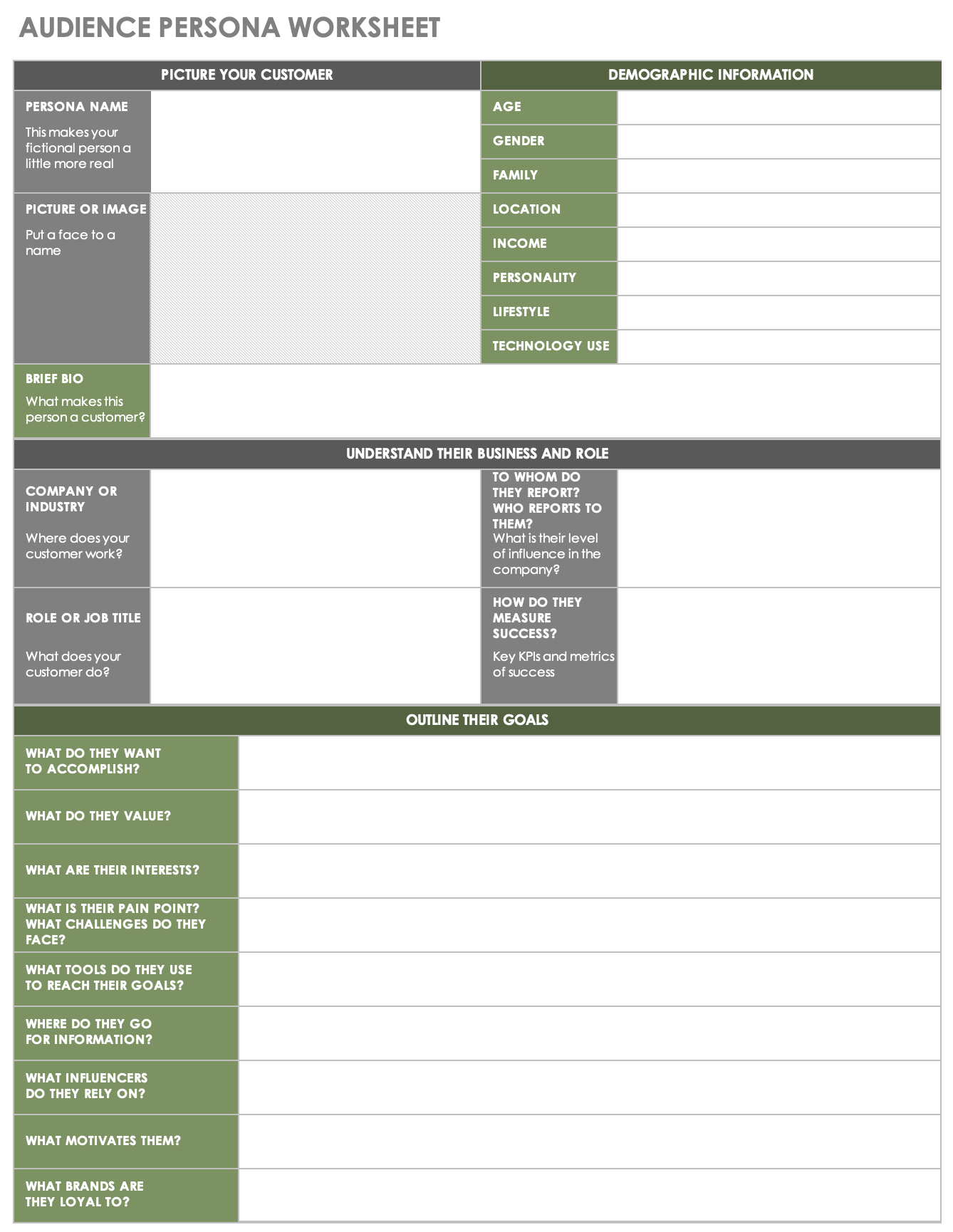 Audience Persona Worksheet