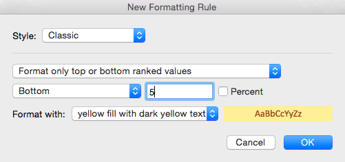 Conditional formatting set condition new rule Excel