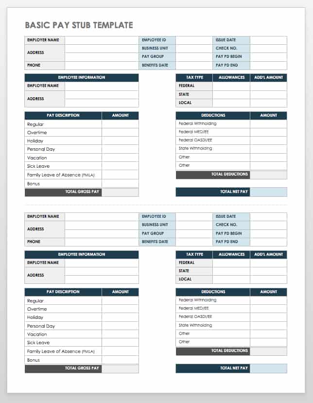 Basic Pay Stub Template